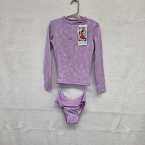*NWT* Gottex Kids Purple Pineapple Textured Rash Guard Swimsuit Set Size 6